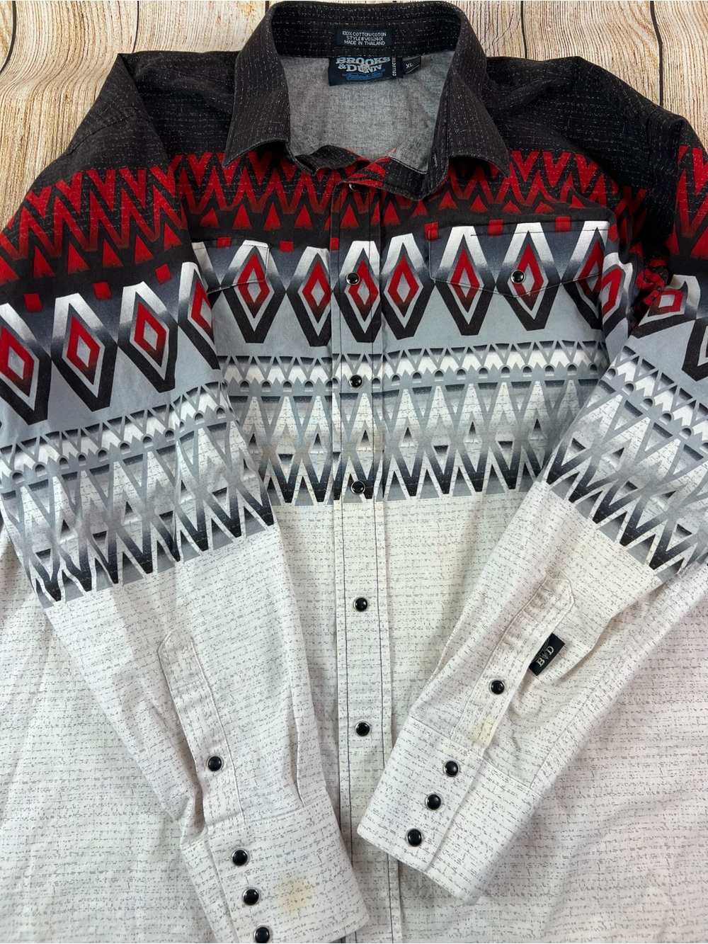 Vintage Brooks & Dunn Panhandle Slim Cowboy Western Pearl Snap Aztec Shirt XL